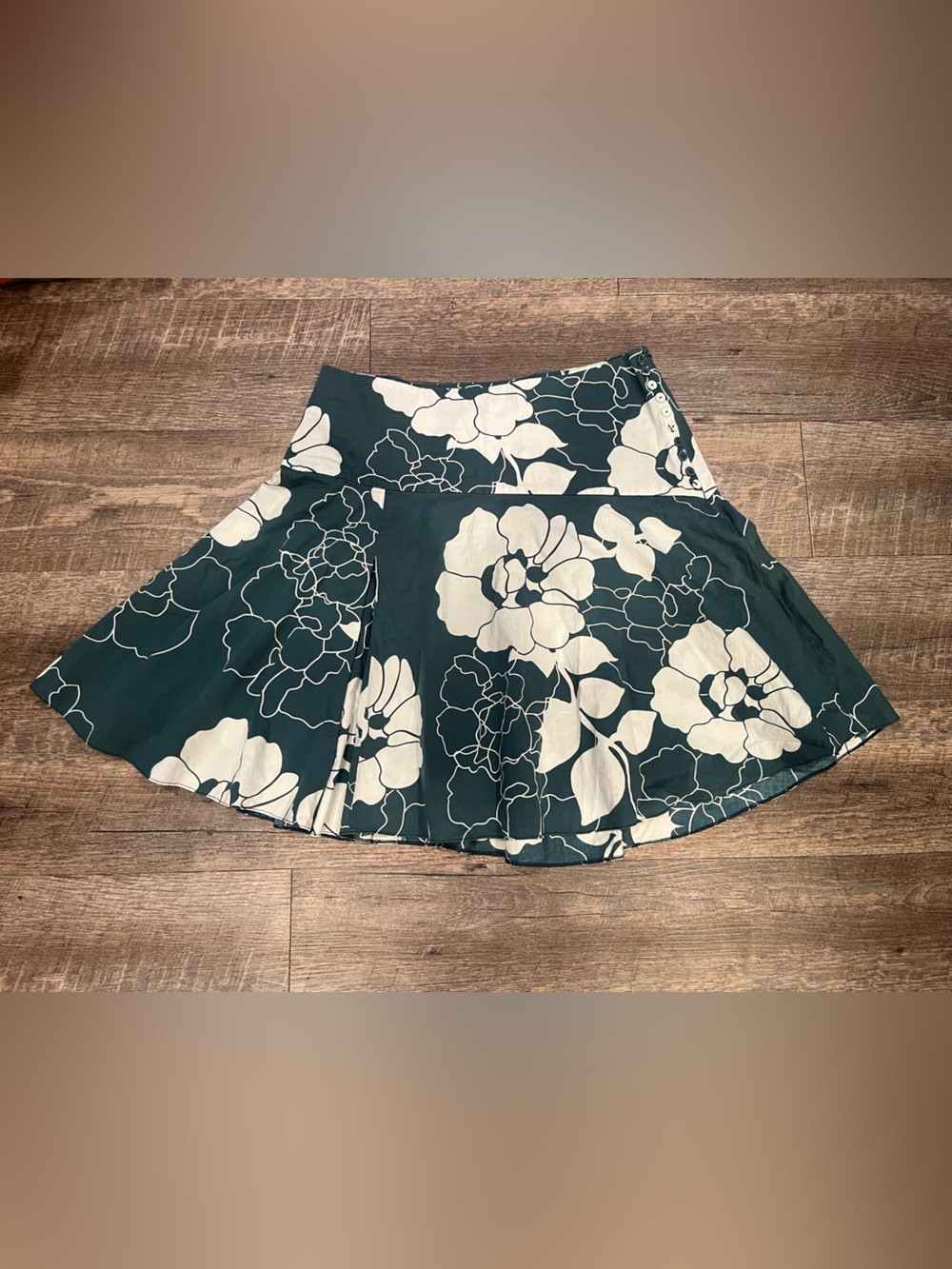 Song Teal and White Floral Skirt